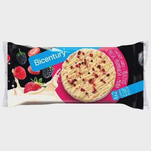 BICENTURY Barritas chocolate blanco con frutos rojos BICENTURY 4 uds. (131,2 g.)