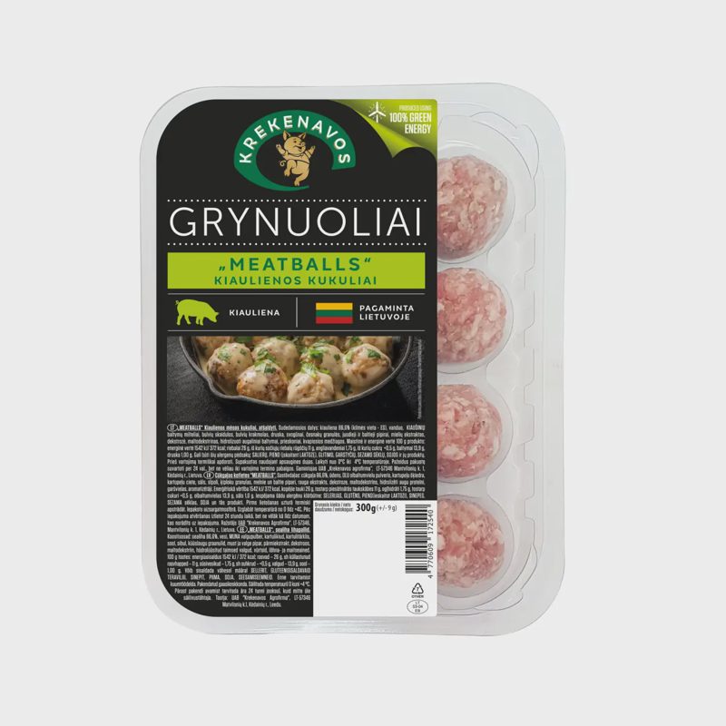 Kiaul. mėsos kuk. MEATBALLS GRYNUOLIAI ,300 g