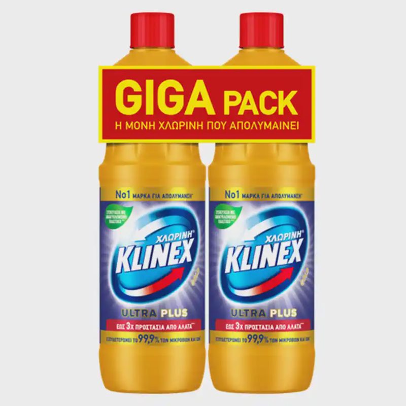 Klinex Χλωρίνη Ultra Gold 2x1200ml Giga Pack