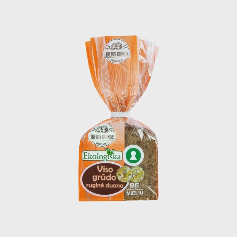 Ek. viso grūdo rug. duona TREJOS GIRNOS, 400g