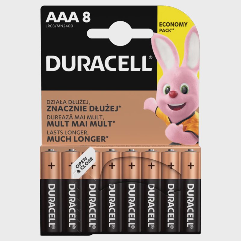 Baterijos DURACELL AAA, LR03, 8 vnt.