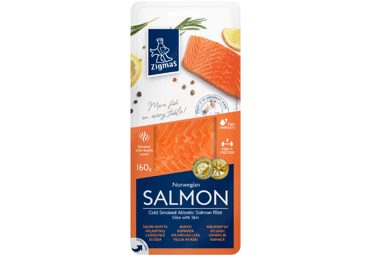 Sūdyta lašišų filė ZIGMAS su oda, 160 g