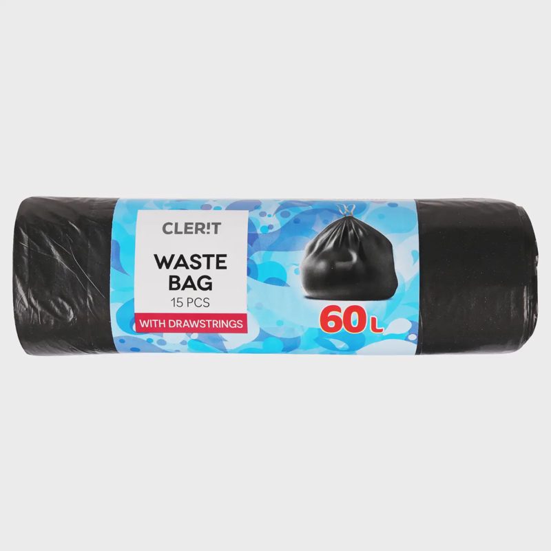 Šiukšlių maišai su virvele 60L,15 vnt.