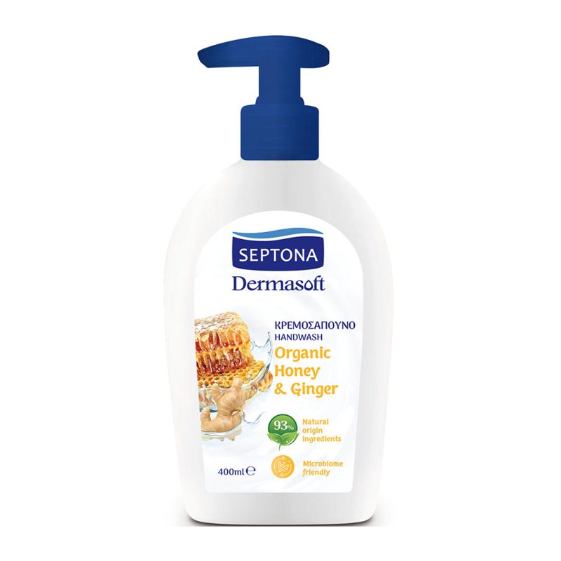 Septona Dermasoft Κρεμοσάπουνο Organic Honey & Ginger 400ml