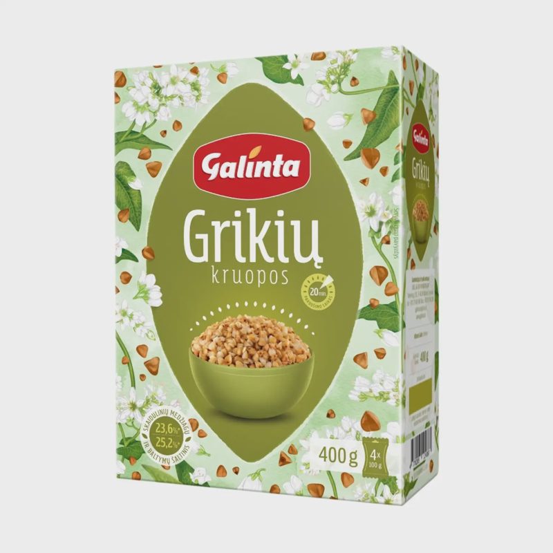 Grikių kruopos dėžutėje GALINTA, 4 x 100 g