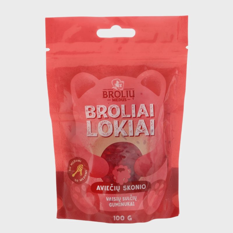 Aviečių skonio guminukai BROLIŲ MEDUS, 100 g