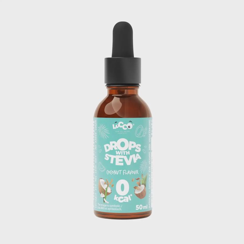 Kokoso skonio stevijos lašai LOCCO, 50 ml