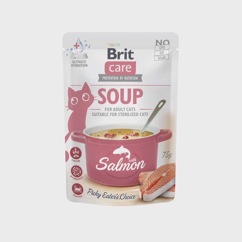 Kačių ėd. pap. BRIT CARE CAT SOUP SALM. 75 g