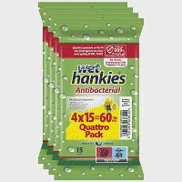 Wet Hankies Υγρά Μαντηλάκια Αντιβακτηριδιακά Lemon 4x15τεμ