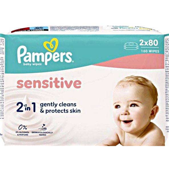 Niisked salvrätikud Sensitive PF (plastic free), Pampers, 52tk