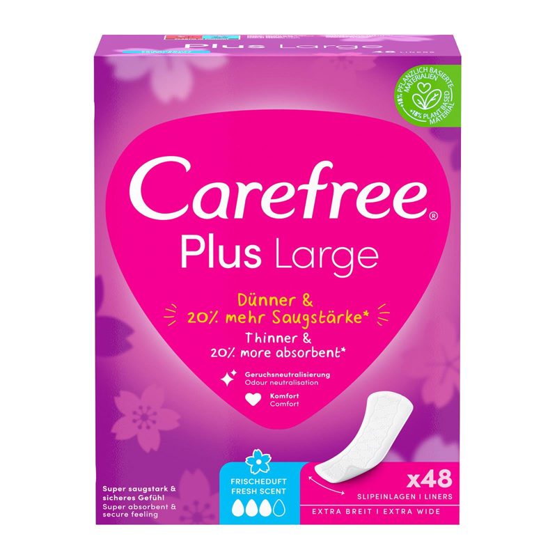 Carefree Plus Large Pantyliners 48 Pieces