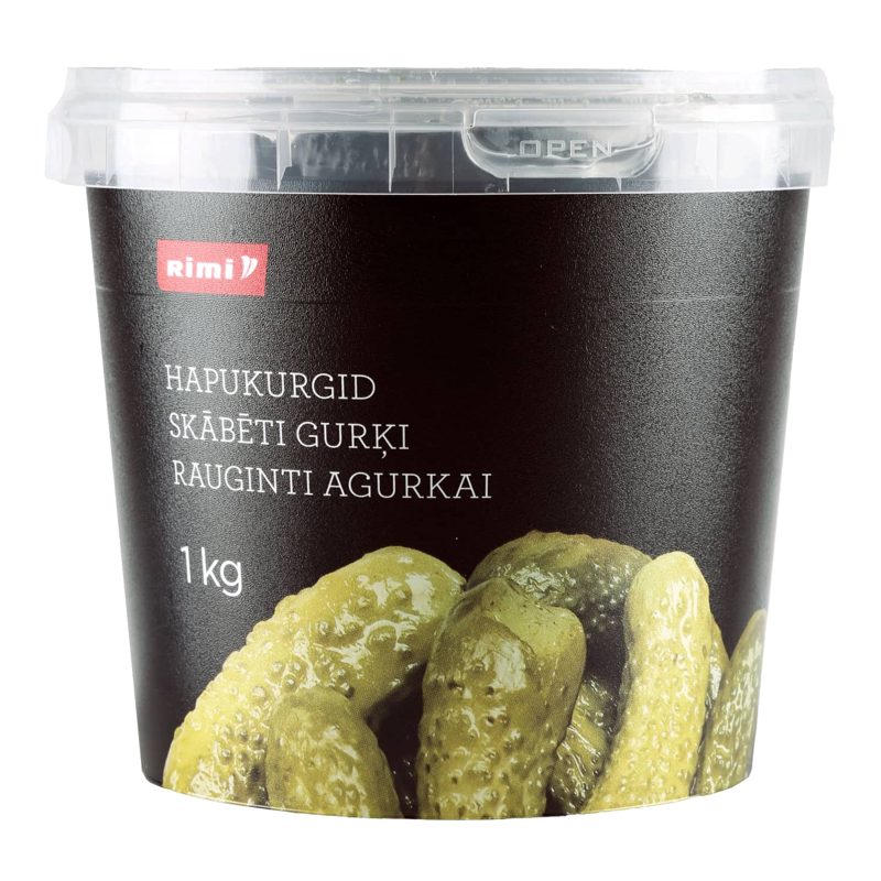 Rauginti agurkai RIMI, 1 kg/ 600 g
