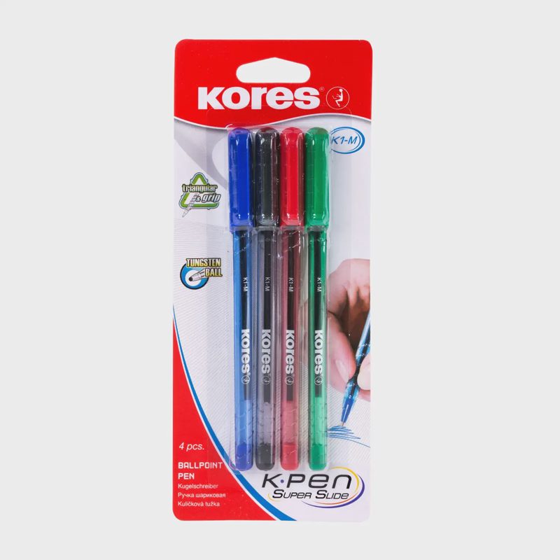 Rašikliai KORES K1-M, 1 mm, 4 vnt.