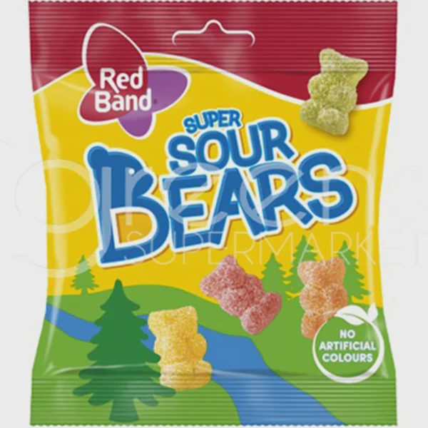 Rūgštūs guminukai RED BAND SOUR BEARS, 100 g