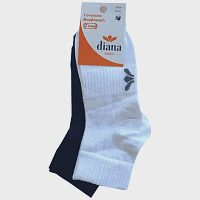 Diana Ημικοντή Γυναικεία Κάλτσα 2 Ζεύγη Λευκή-Μαύρη