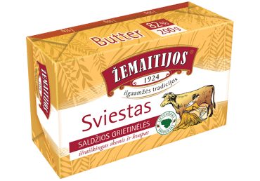 Saldžios grietinėlės ŽEMAITIJOS sviestas, 82 % rieb., 200 g