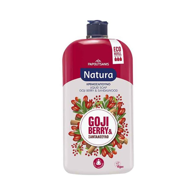 Papoutsanis Natura Κρεμοσάπουνο Σανδαλόξυλο & Gojiberry Ανταλλακτικό 900ml.