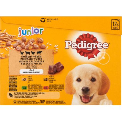 Pedigree Junior Vegyes Válogatás teljes értékű nedves eledel kölyökkutyáknak 12 x 100 g (1,2 kg)