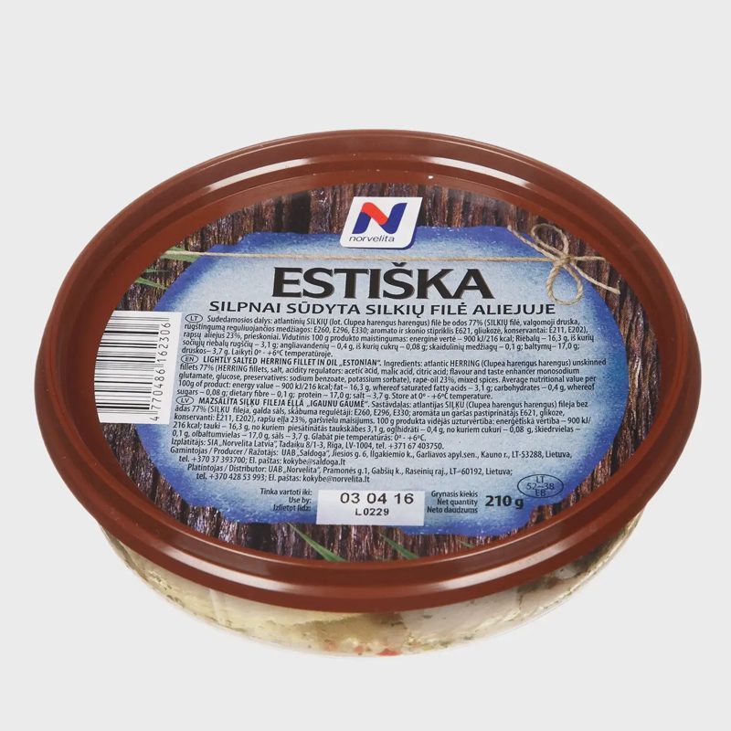 ESTIŠKA silkių filė aliejuje NORVELITA, 210 g
