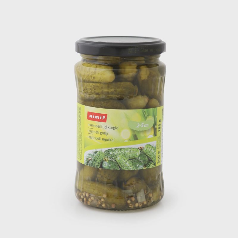Marin. agurkai RIMI, 2 - 5 cm, 340 g / 180 g