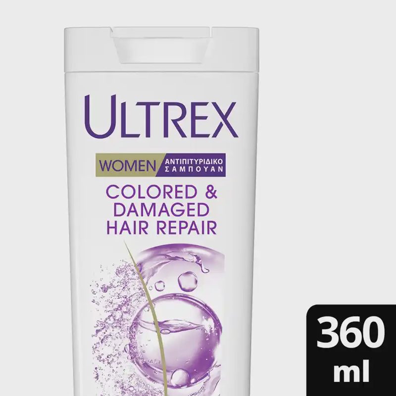 Ultrex Women Σαμπουάν Damaged & Colored Hair Για Βαμμένα Ταλαιπωρημένα Μαλλιά 360ml.