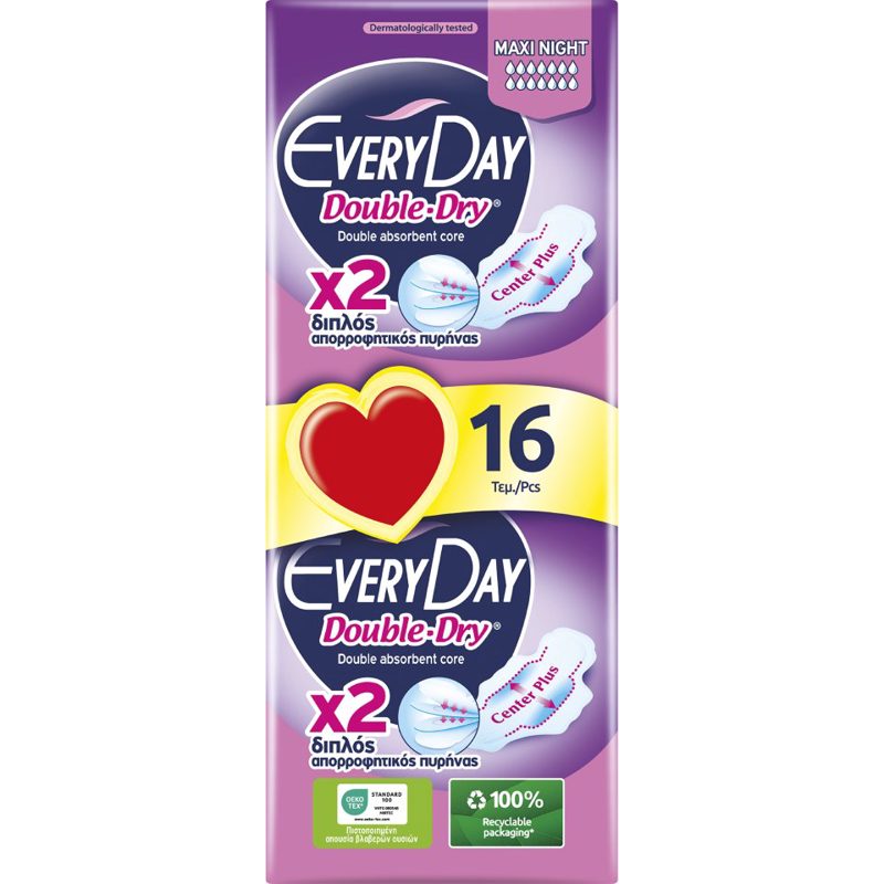 Everyday Σερβιέτες Double Dry Maxi Night 16τεμ