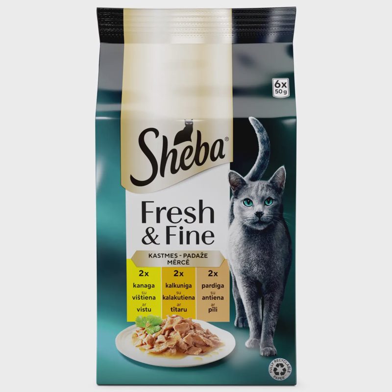 Kačių ėdalas SHEBA MINI su paukšt. 6 x 50 g