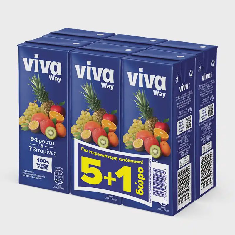 Viva Way Φυσικός Xυμός 9 Φρούτα 250ml.