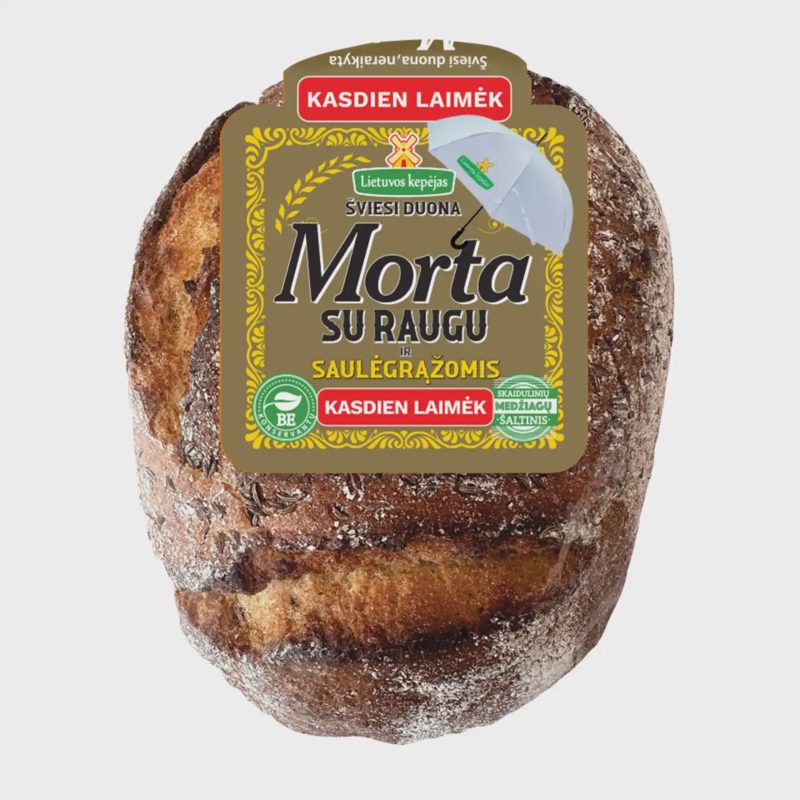 Šviesi duona su raugu, saulėgr. MORTA, 500 g