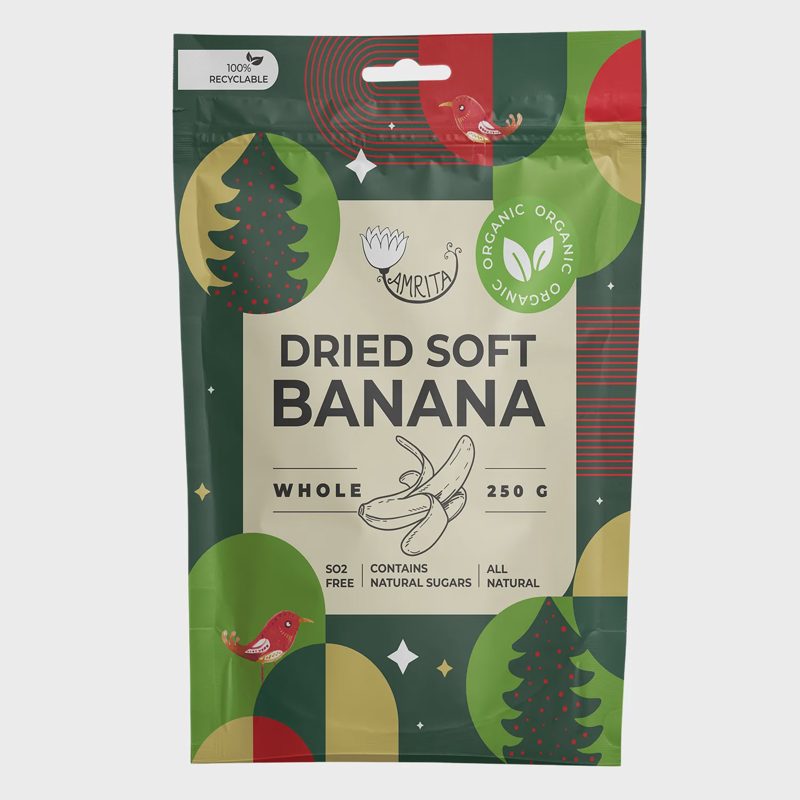 Ekologiški džiovinti bananai AMRITA, 250 g