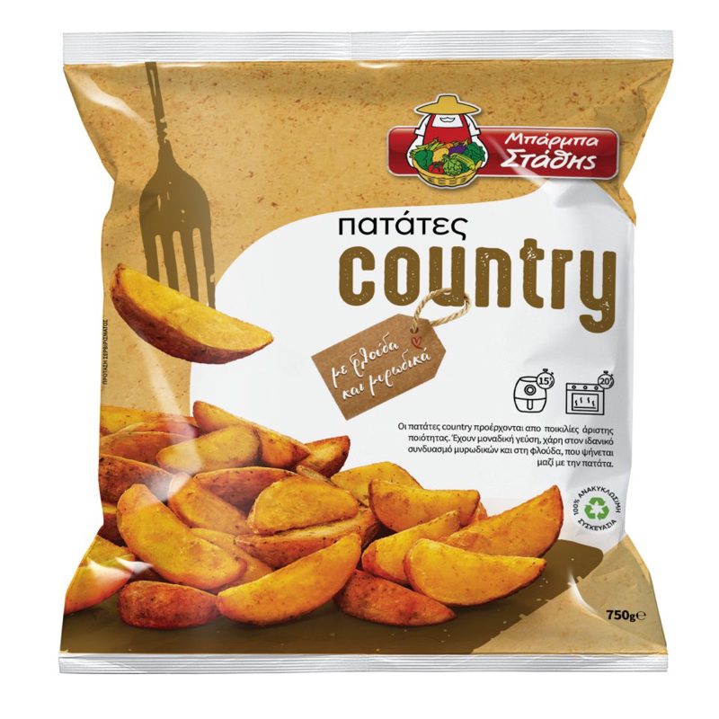 Μπάρμπα Στάθης Πατάτες Country Κατεψυγμένες 750gr