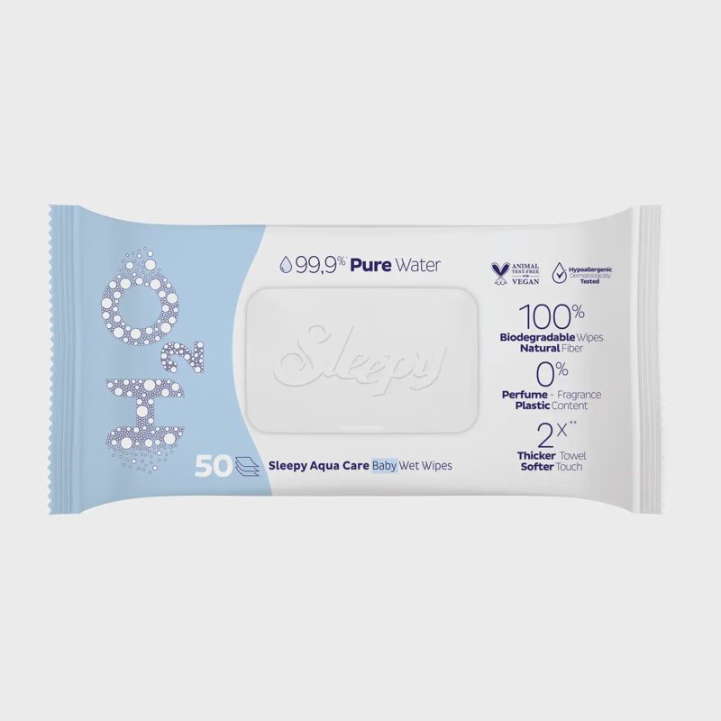 Drėgnos servetėlės SLEEPY AQUA CARE, 50 vnt