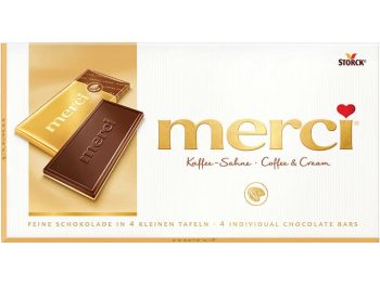 Merci Mliječna čokolada s okusom kave (55%) i bijela čokolada (45%).okolada kava i vrhnje 100 g