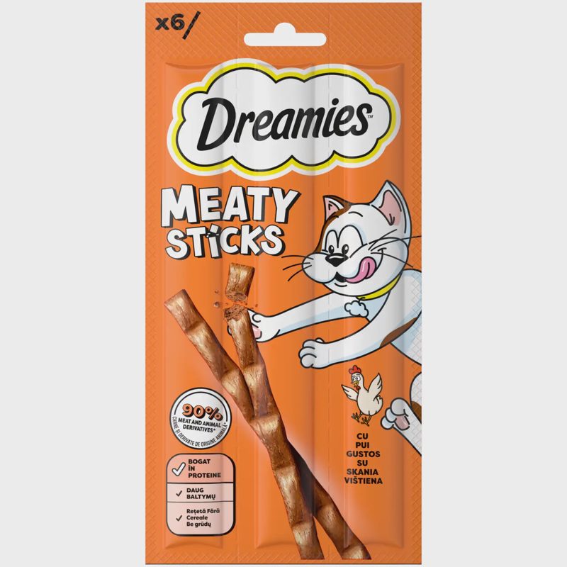 Kačių skan. DREAMIES STICKS, su višt. 6 x 5 g