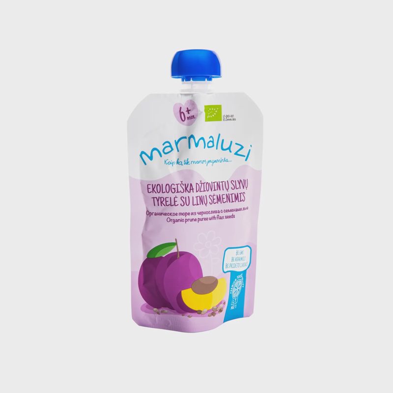 Ekol. slyvų tyr. su linų sėm. MARMALUZI, 90 g