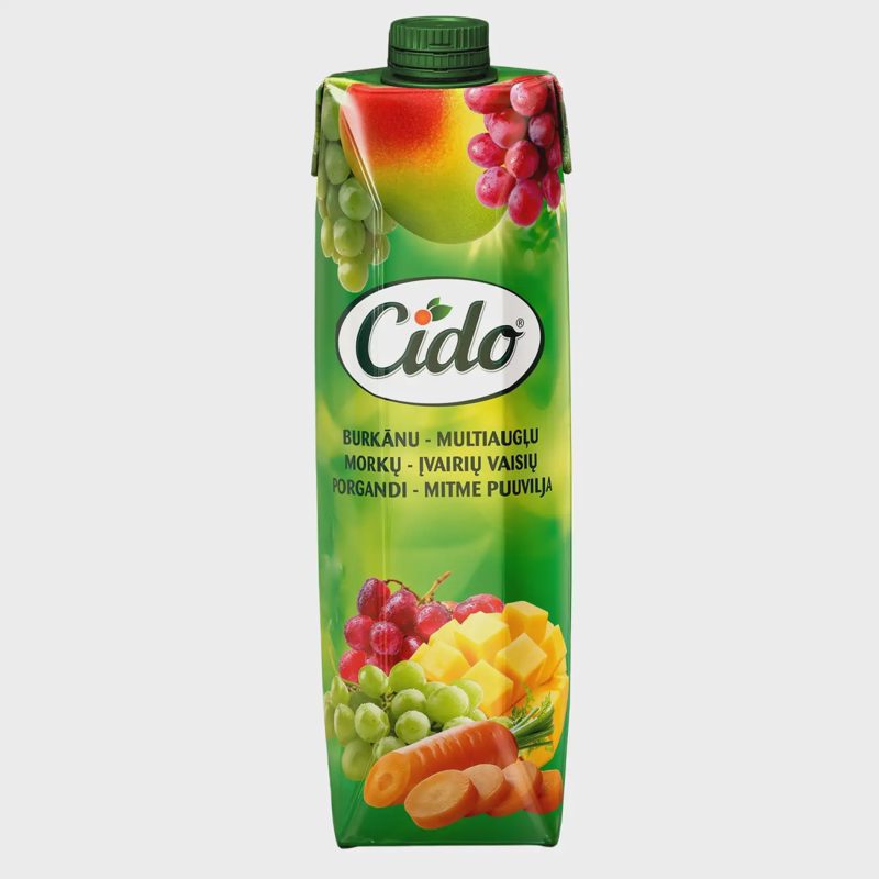 Morkų ir įv. vaisių sulčių gėrimas CIDO, 1 l