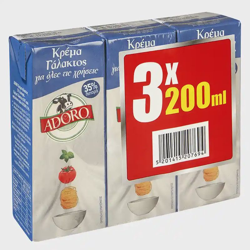 Adoro Κρέμα Γάλακτος 35% Λιπαρά 200ml 3τεμ