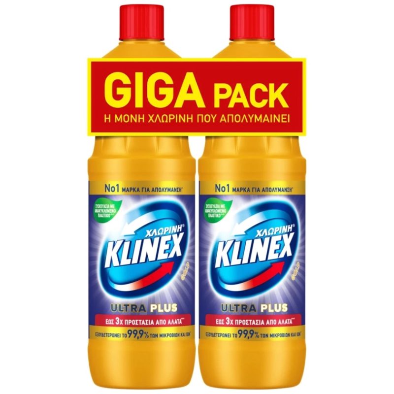 Klinex Χλωρίνη Ultra Gold 2x1200ml Giga Pack