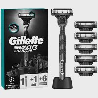 Gillette Mach3 Charcoal Ξυριστική Μηχανή Δώρο 6 Ανταλλακτικά Λαβή & Stand