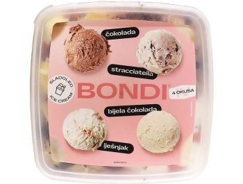 Bondi sladoled čokolada, stracciatella, bijela čokolada, lješnjak 1,65 L