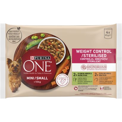 Purina One Mini Weight Control/Steril pulykával és csirkével nedves kutyaeledel 4 x 85 g (340 g)