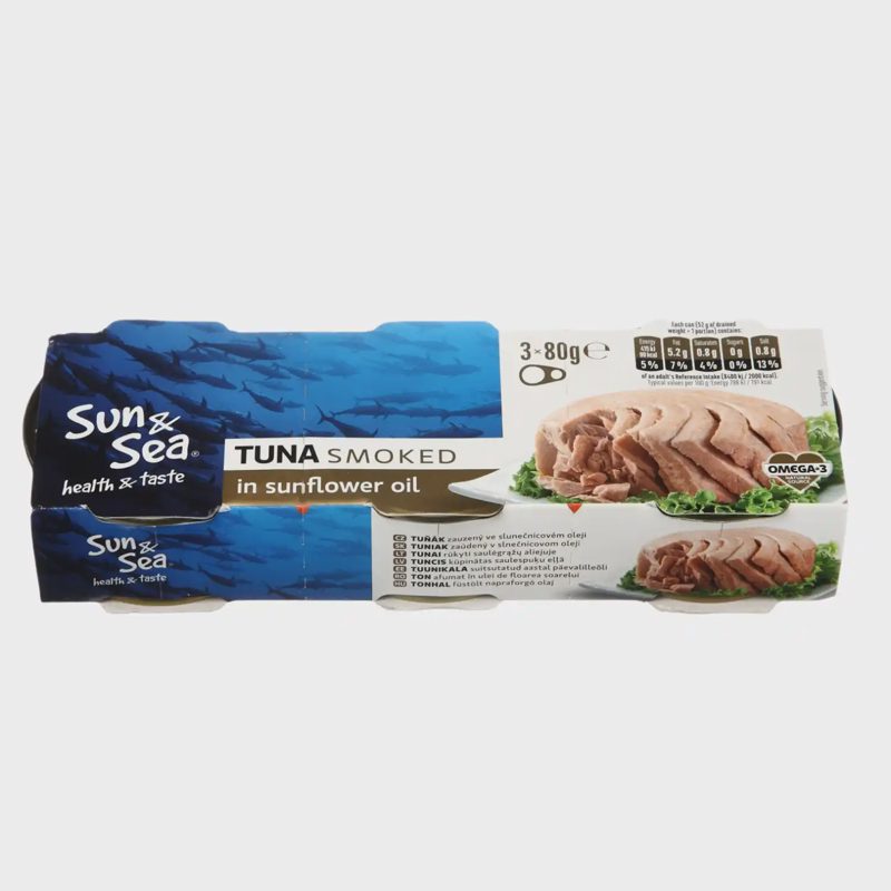 Rūk. tunas saulėgrąžų aliejuje SUN&SEA, 3x80g
