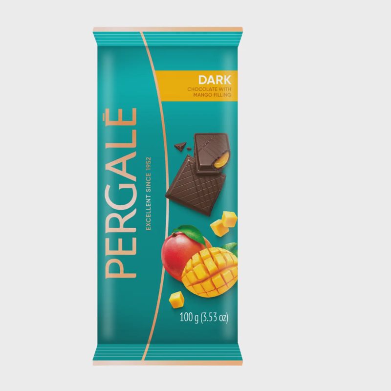 Juod. šokoladas PERGALĖ su mangų įdaru, 100 g