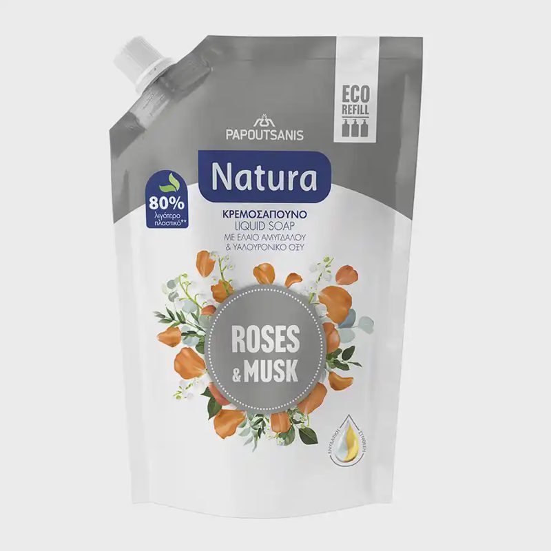 Natura Κρεμοσάπουνο Roses & Musk Ανταλλακτικό 500ml