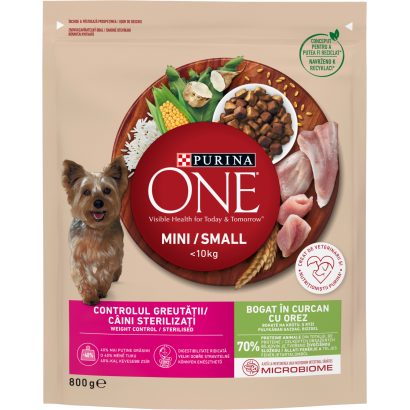 Purina One Mini teljes értékű állateledel felnőtt kutyák számára pulykában gazdag, rizzsel 800 g