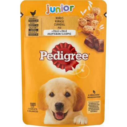 Pedigree Junior teljes értékű nedves eledel kölyökkutyák számára csirkével aszpikban 100 g