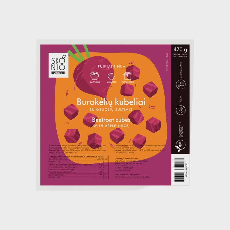 Virti burokėlių kubeliai su ob. sult., 470 g