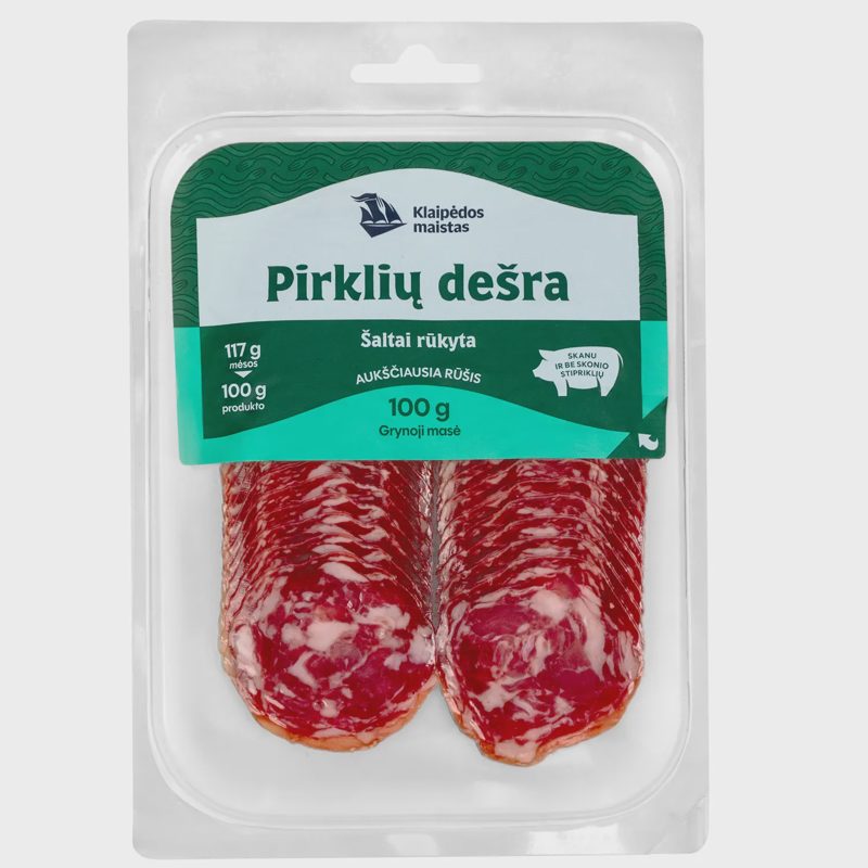 Šaltai rūkyta PIRKLIŲ dešra, a. r., 100 g