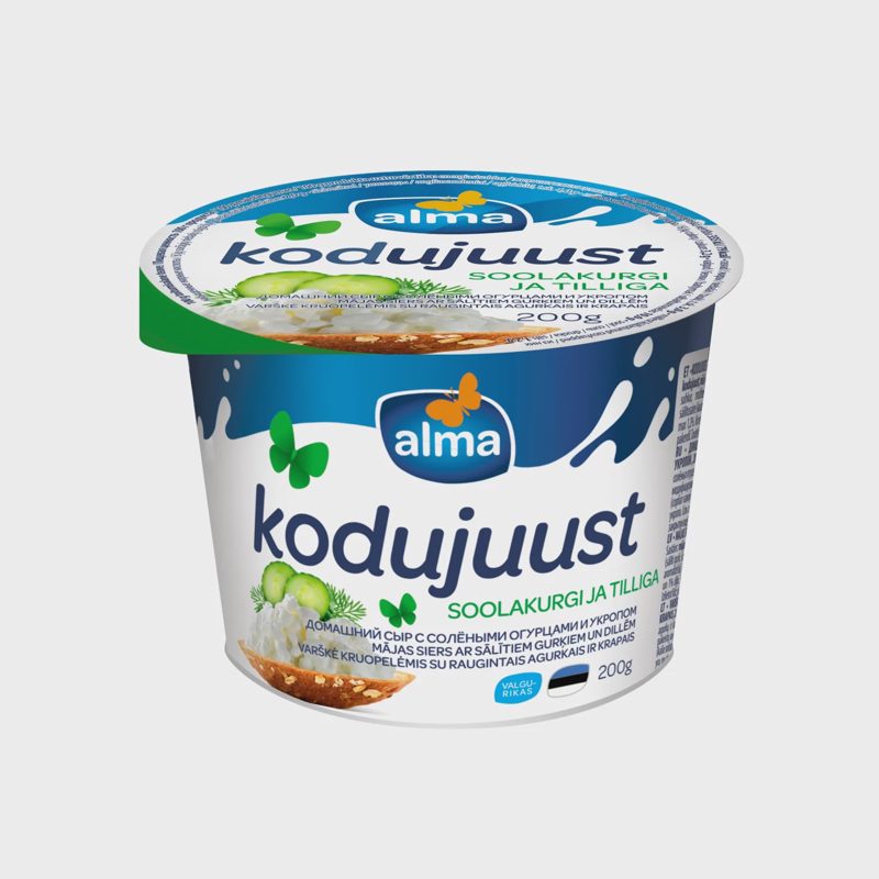 Varškė su raug. agurk. krap. ALMA, 3 %, 200 g
