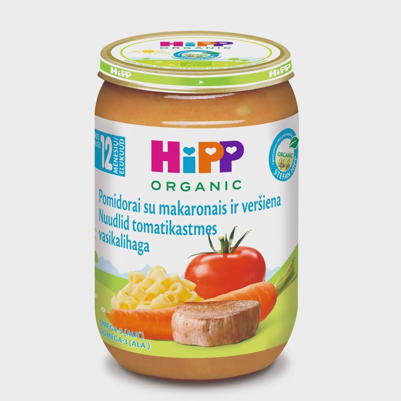 Ekol. makar. su veršiena HIPP, 12 mėn, 220 g